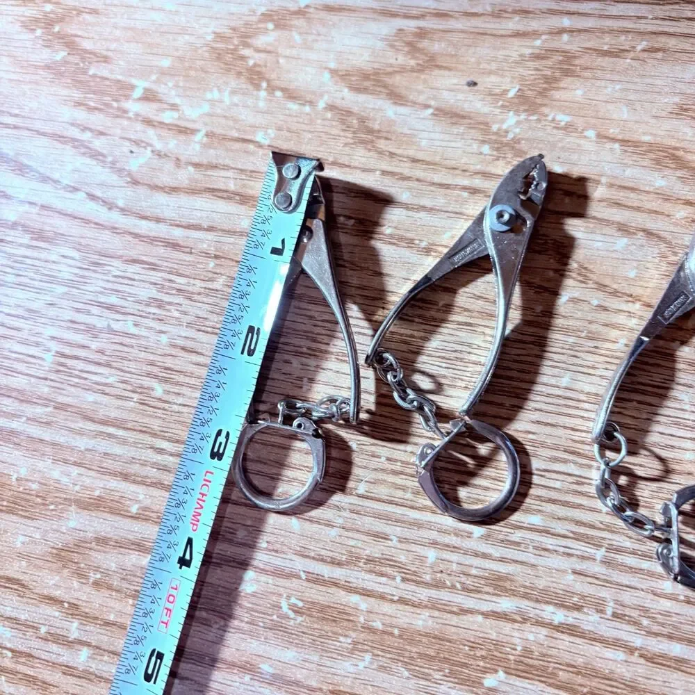 Novelty Lever Ring Working Cast Metal Keychain Mini Tool Slip Joint Pliers Lot 3